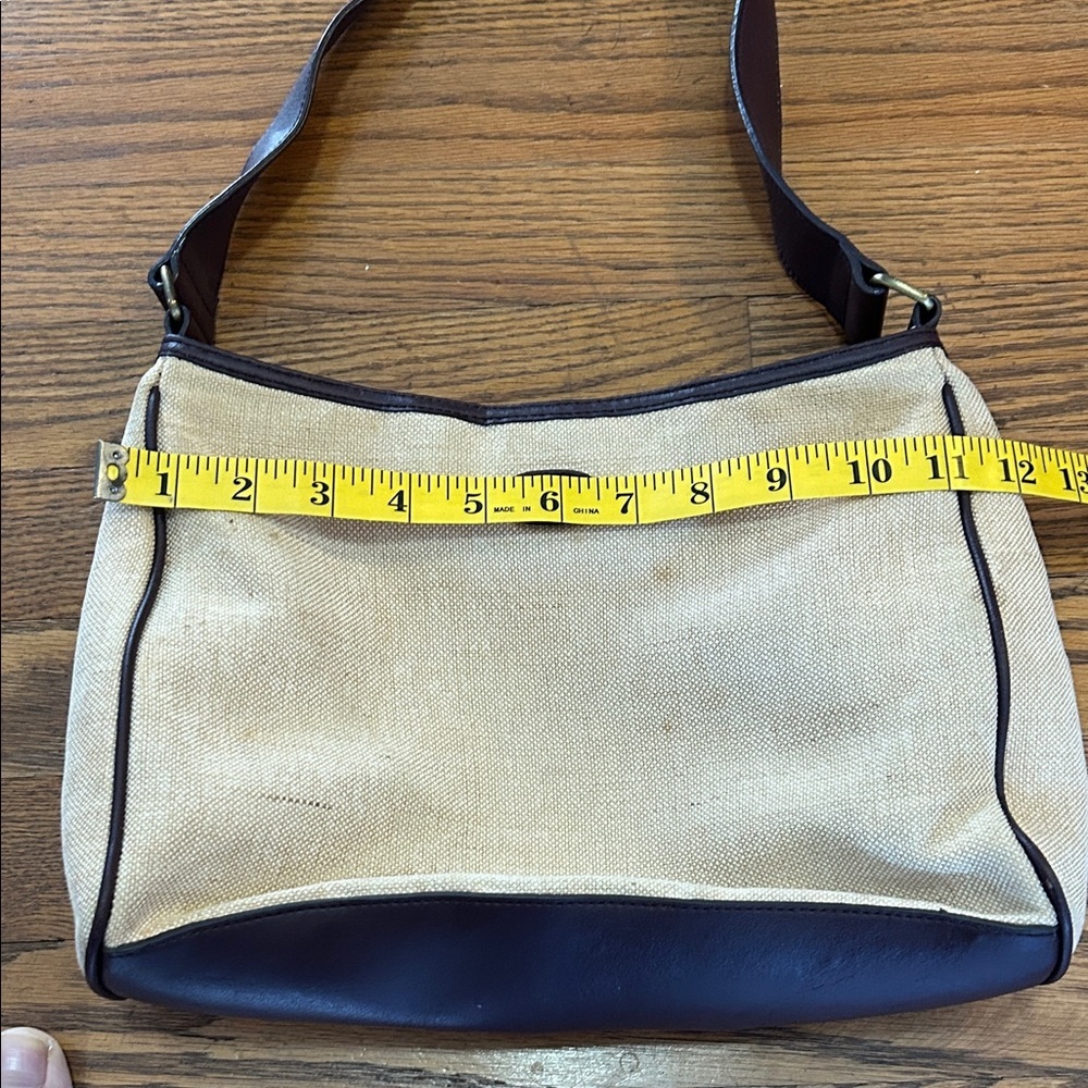 Heritage Etienne Aigner Bag Tan Canvas with Burgundy Leather Trim - Picture 9 of 14
